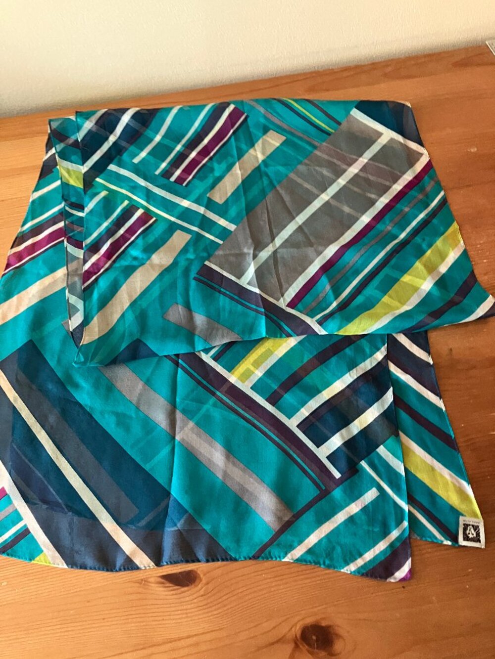 ANNE KLEIN Ladies' Scarf Silk Multicolor Size 17x71" Preowned